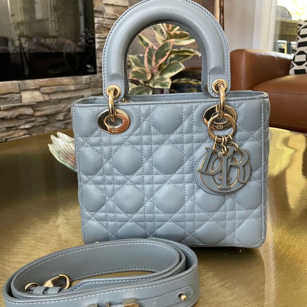 Christian Dior ABC lady dior in blue Quilted Leather